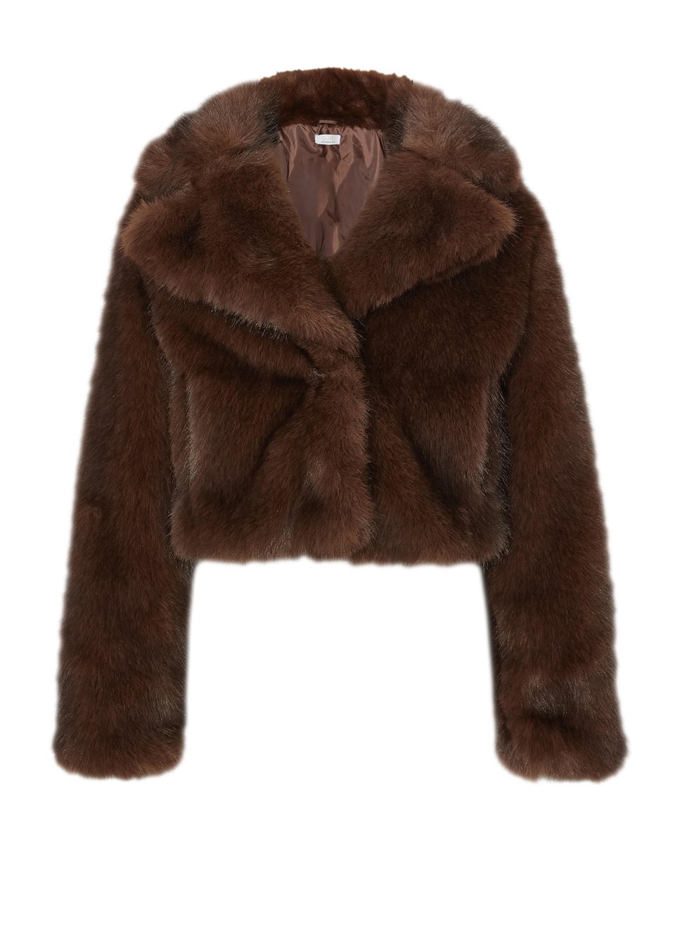 Quiz Brown Faux Fur Cropped Jacket