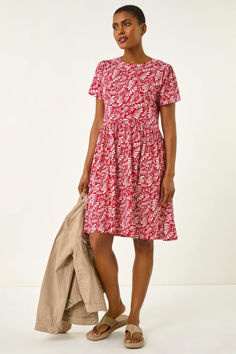 Roman Red Abstract Print Jersey Dress