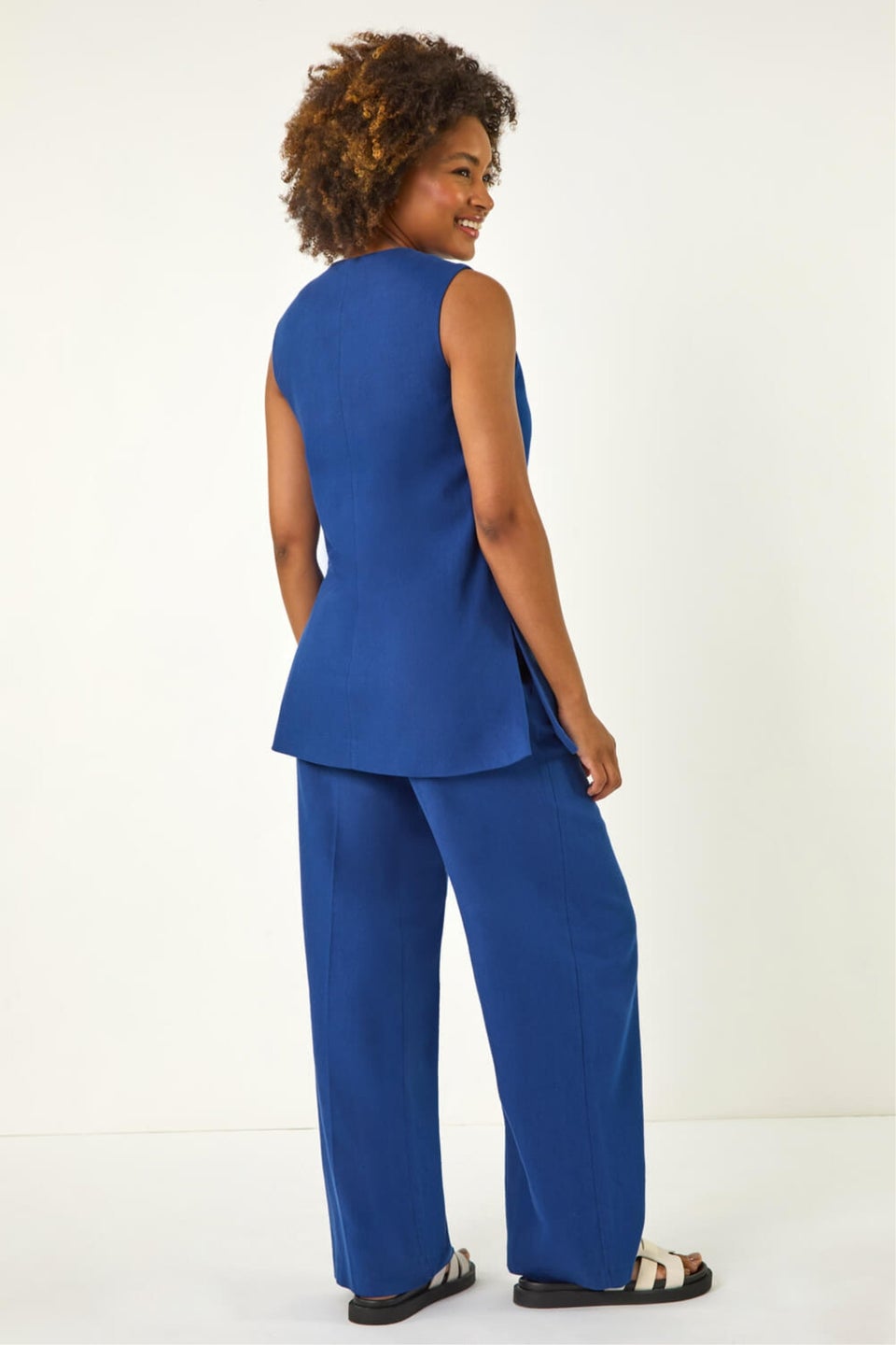 Roman Royal Blue Longline Button Waistcoat Jacket