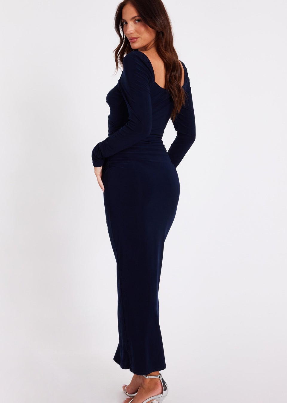 Quiz Navy Knot Front Midaxi Dress