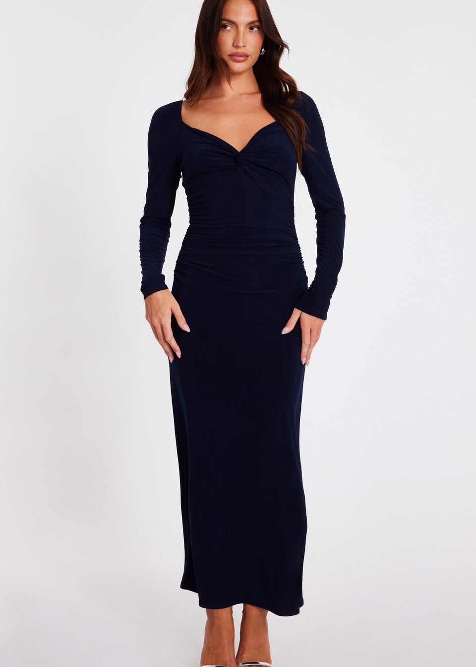 Quiz Navy Knot Front Midaxi Dress
