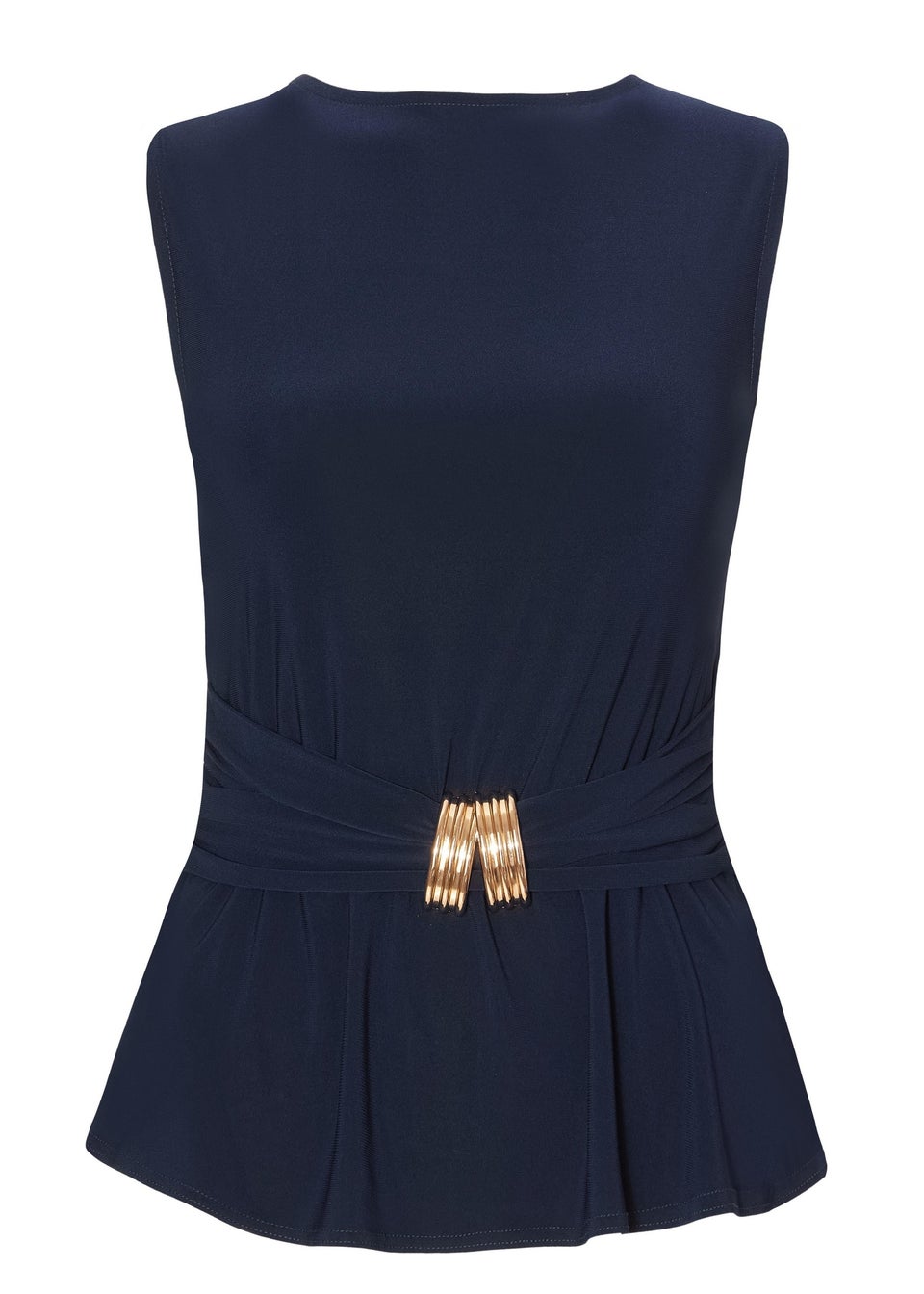 Quiz Navy Buckle Waist Top
