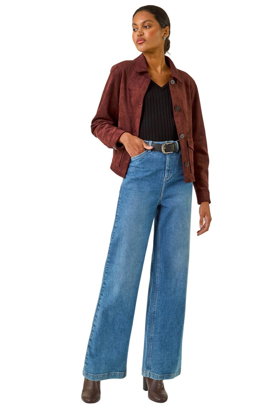 Roman Burgundy Suedette Button Jacket
