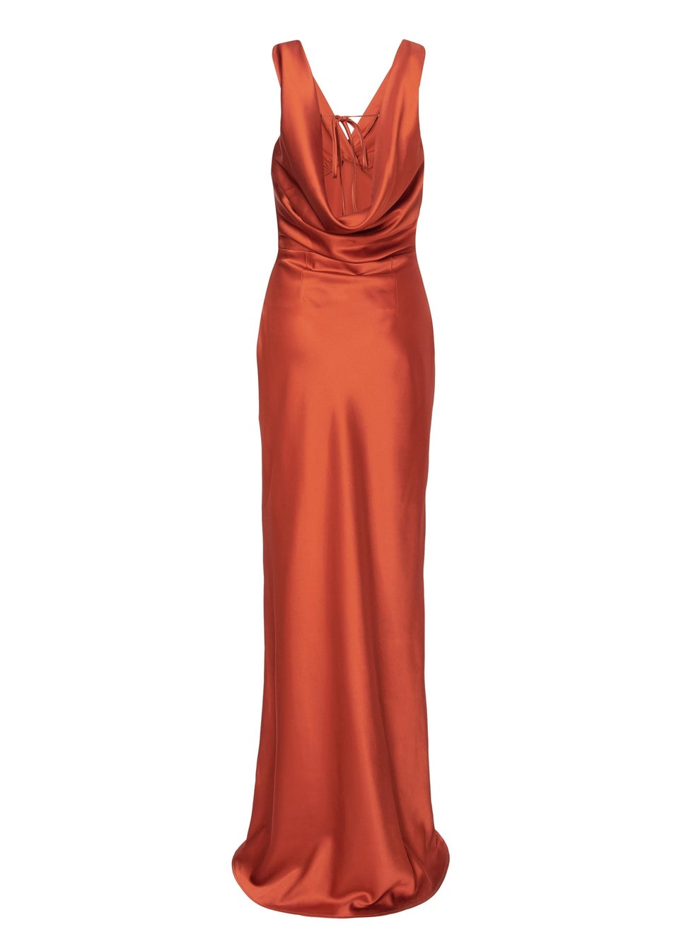 Quiz Rust Satin Cowl Back Maxi Dress