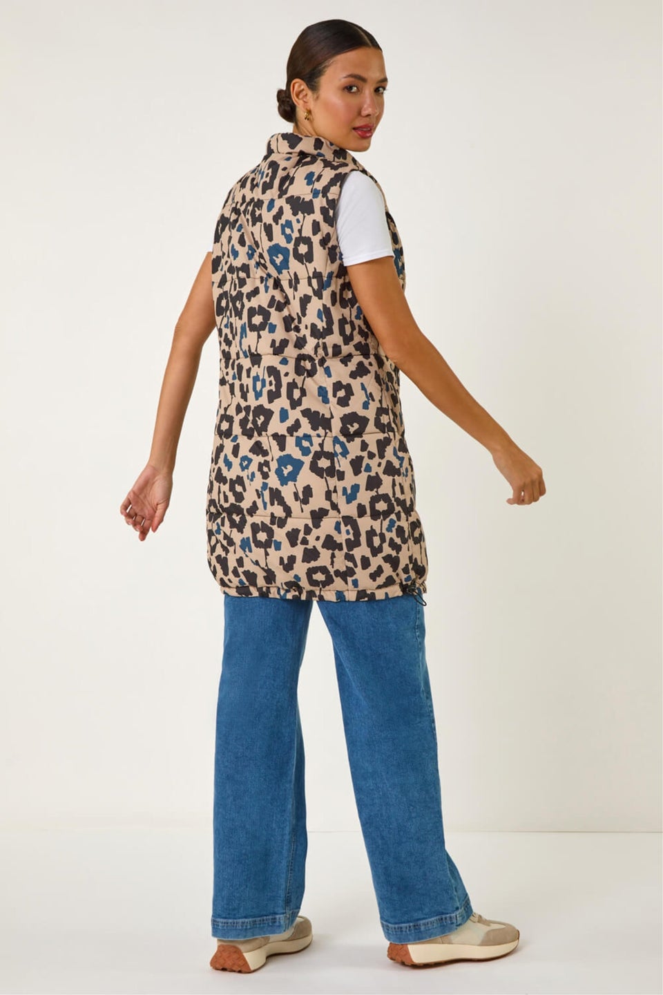 Roman Natural Animal Print Hooded Gilet