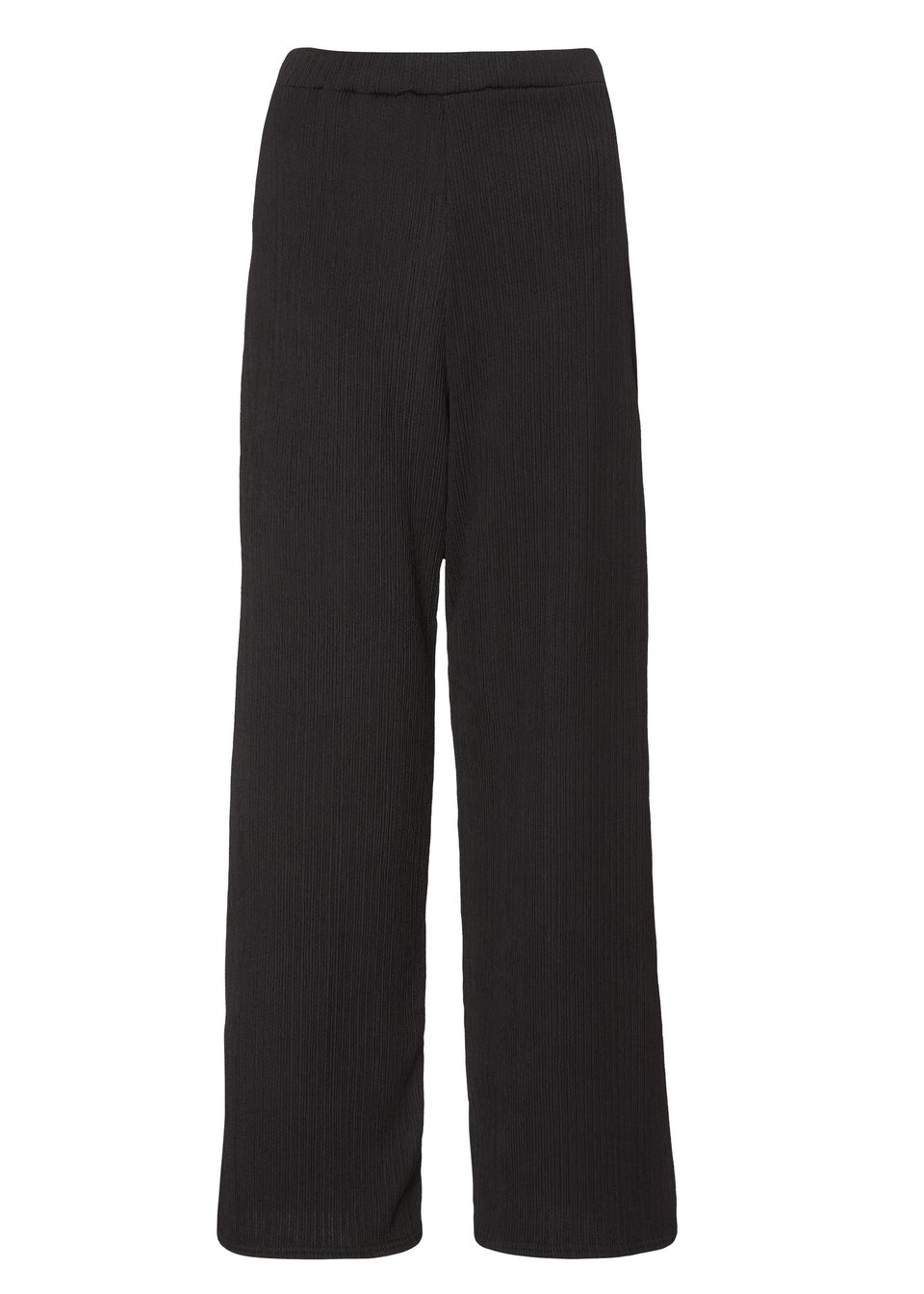 Quiz Black Textured Palazzo Trousers