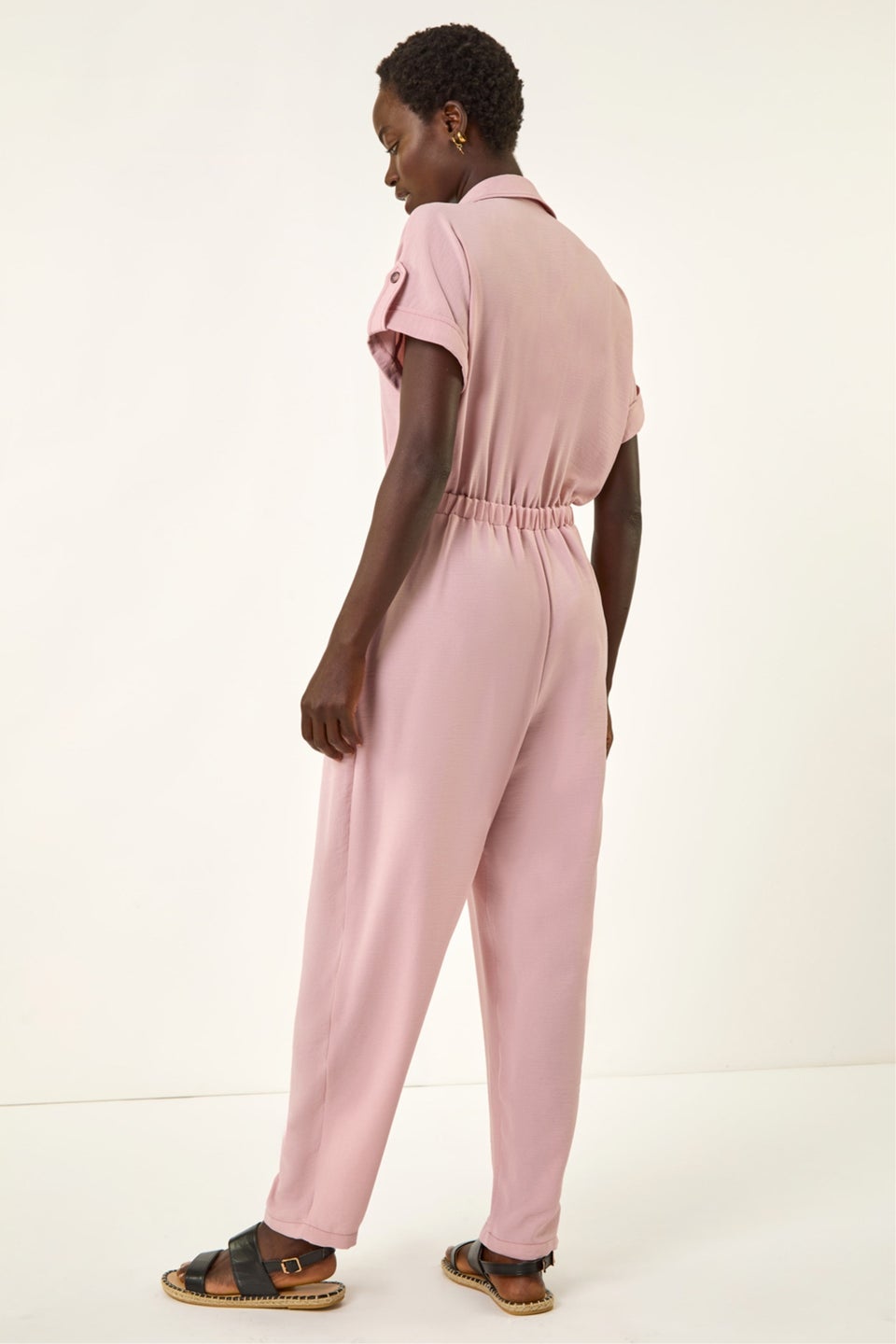 Roman Light Pink Utility Buttoned Jumpsuit