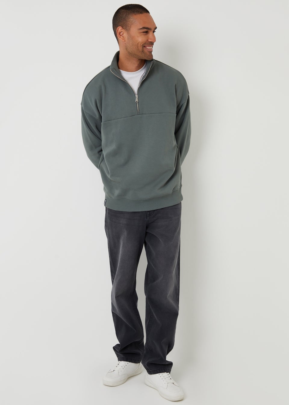 Threadbare Dark Blue Half Zip Sweatshirt