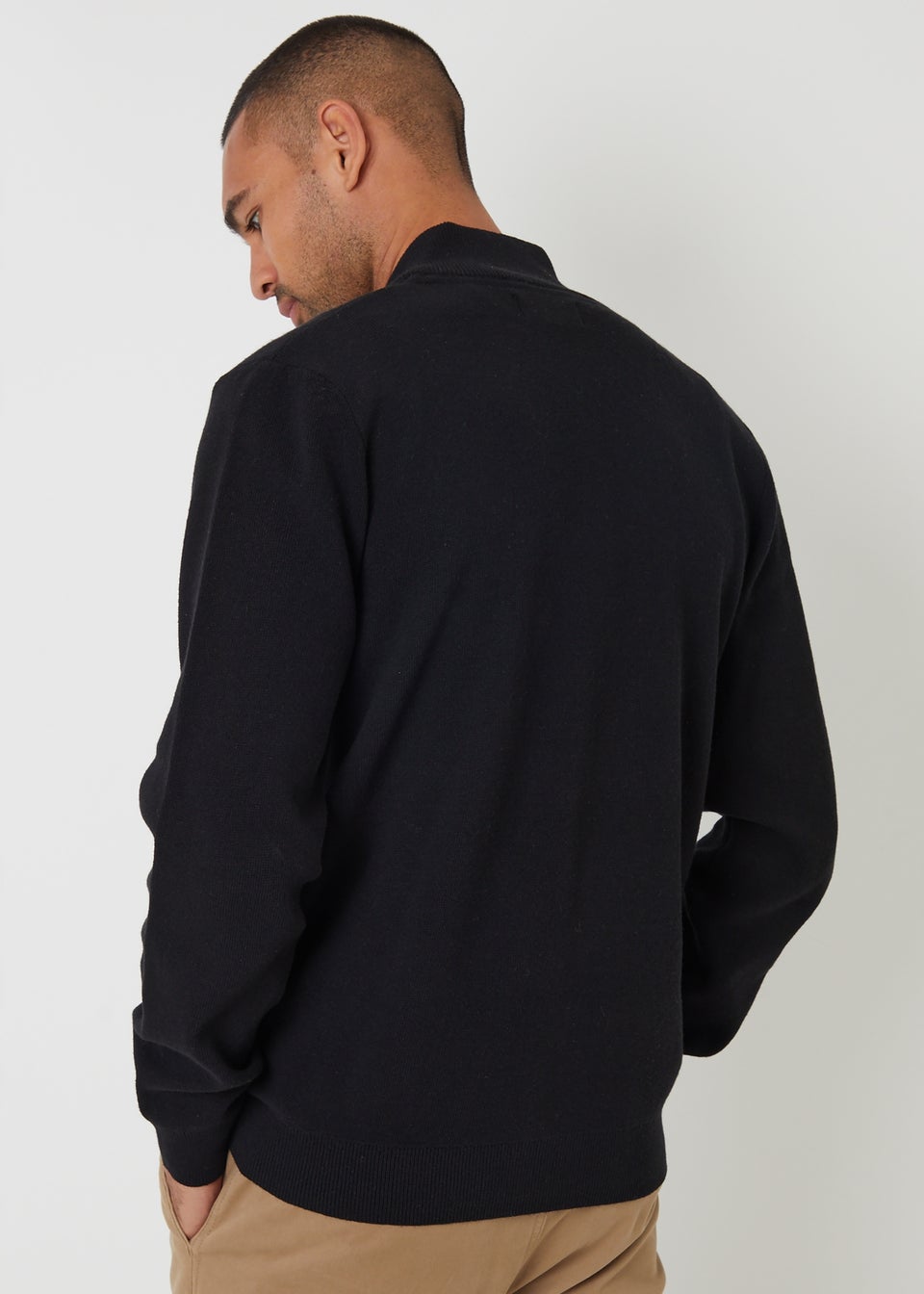 Threadbare Black Cotton Blend Zip Up Funnel Neck Cardigan