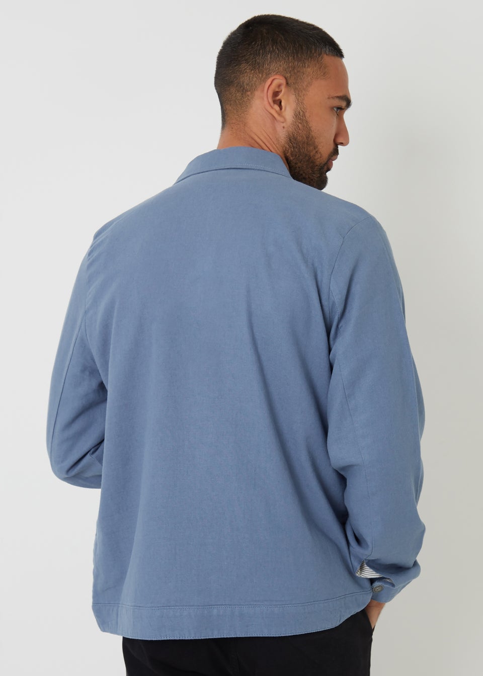 Threadbare Blue Lightweight Linen Blend Utility Jacket