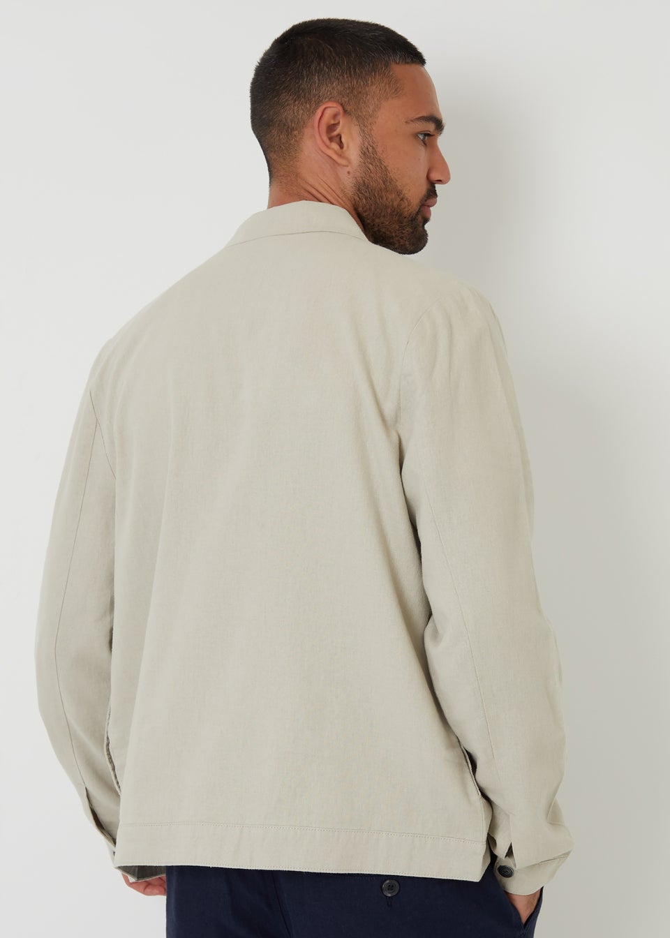 Threadbare Stone Lightweight Linen Blend Utility Jacket