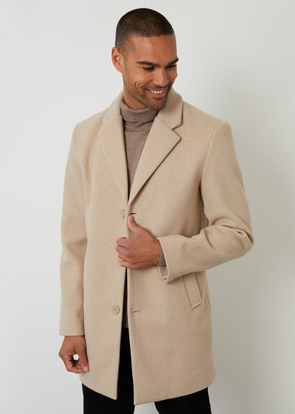 Threadbare Stone Faux Wool Overcoat