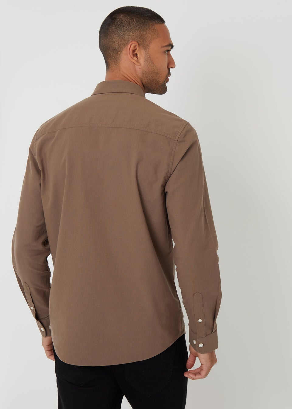 Threadbare Brown Oxford Cotton Long Sleeve Shirt