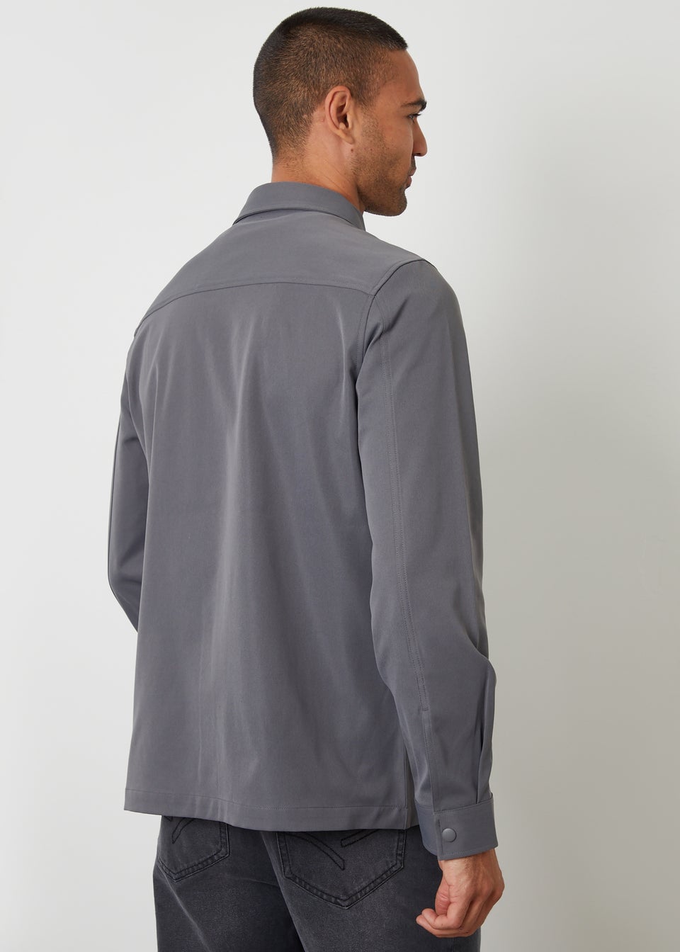 Threadbare Dark Grey Cargo Pocket Twill Shacket
