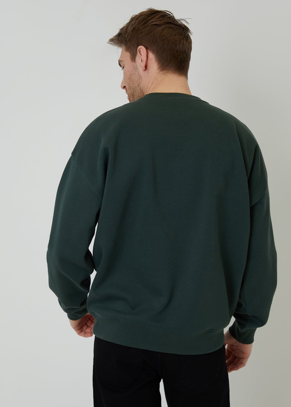 Threadbare Green Relaxed Fit Crew Neck Sweatshirt