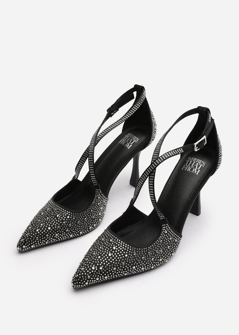 Where's That From Black Kaitlyn Strappy Pointed Toe High Heels