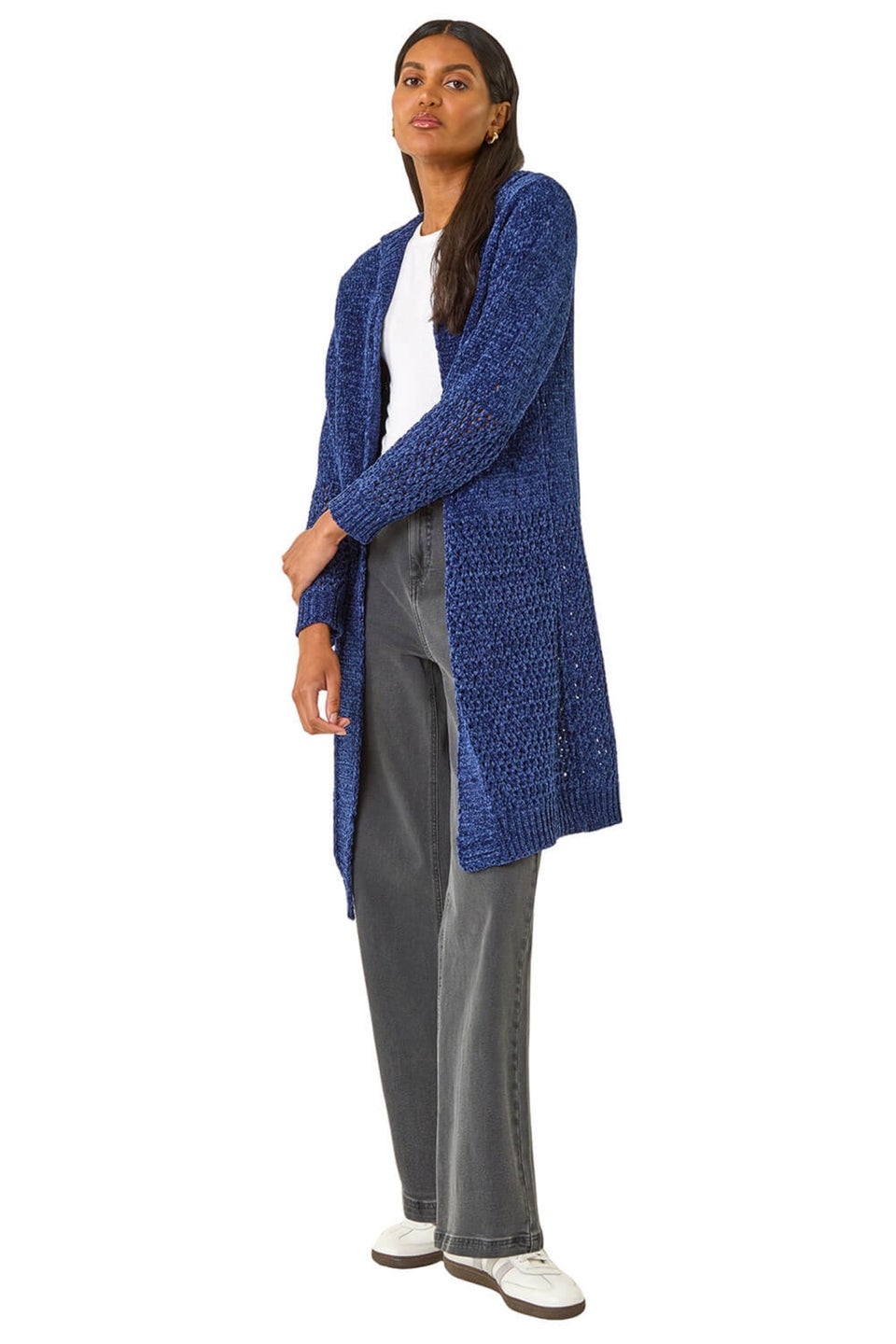 Roman Midnight Blue Soft Chenille Hooded Cardigan