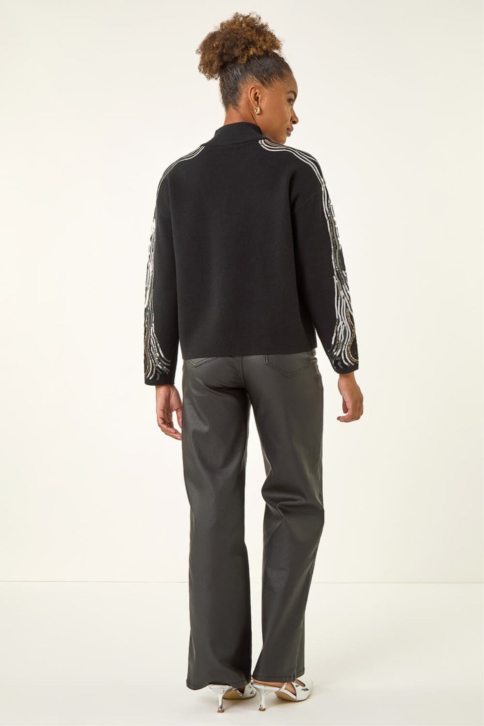 Roman Black Wave Sleeve Knit Jumper