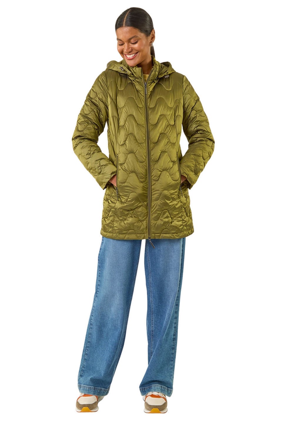 Roman Khaki Hooded Quilted Puffer Coat