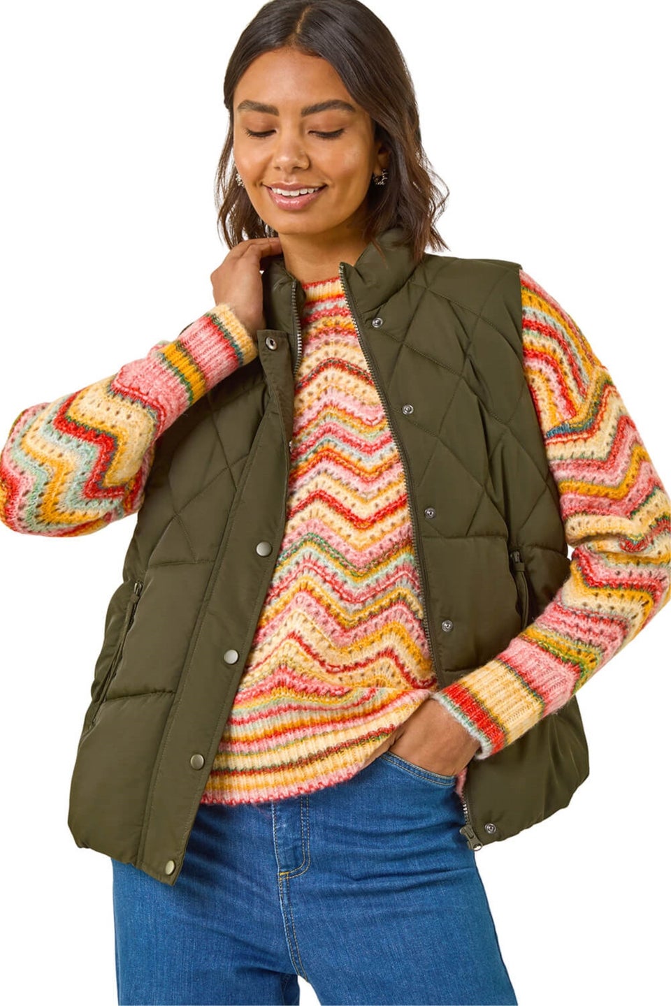 Roman Khaki Diamond Padded Gilet
