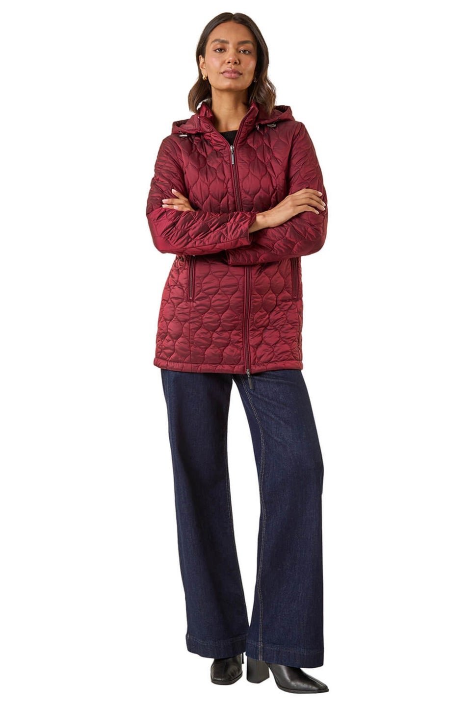 Roman Red Hooded Quilted Puffer Coat