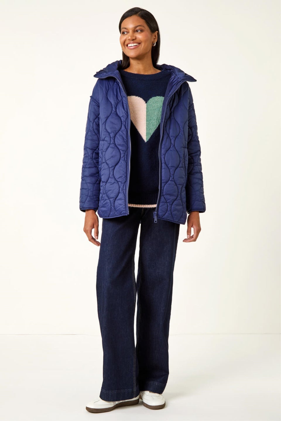 Roman Navy Quilted Hooded Coat