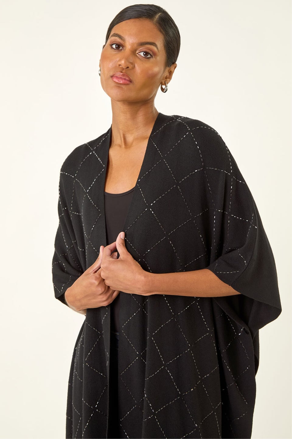 Roman Black Diamond Hotfix Knit Poncho
