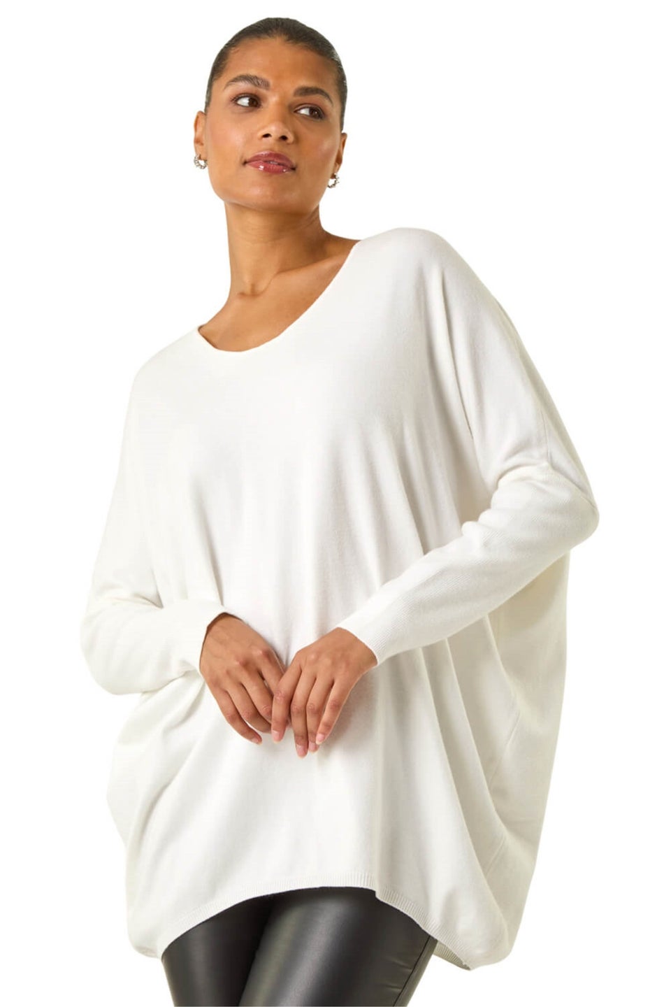 Roman Ivory Lace Back V-Neck Poncho