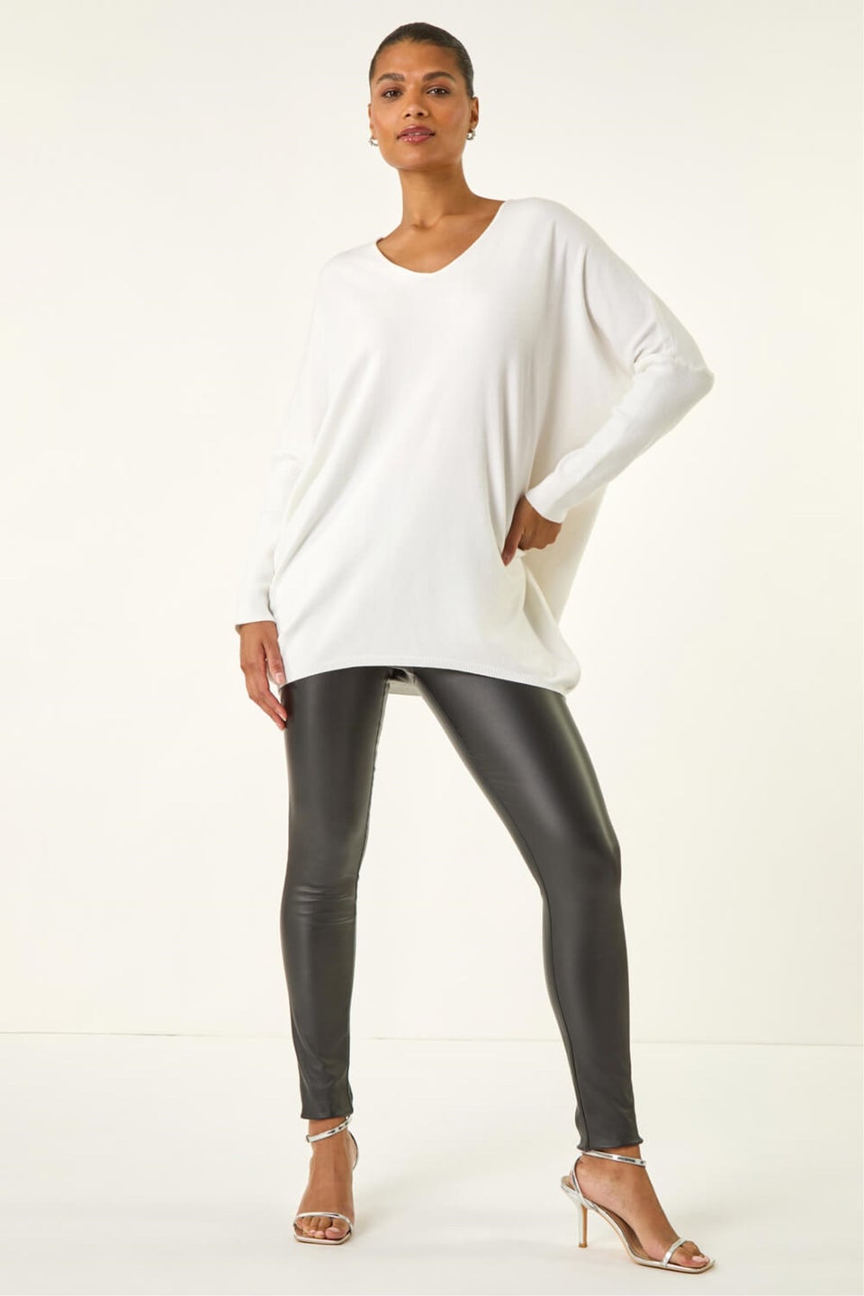 Roman Ivory Lace Back V-Neck Poncho