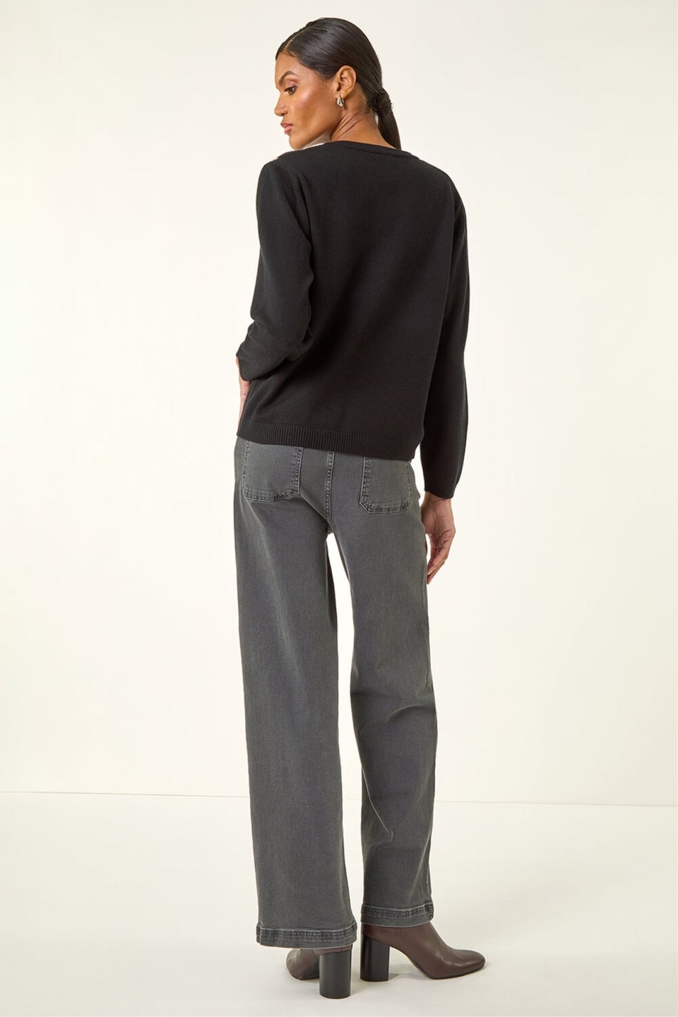 Roman Black Floral Hotfix Knit Jumper