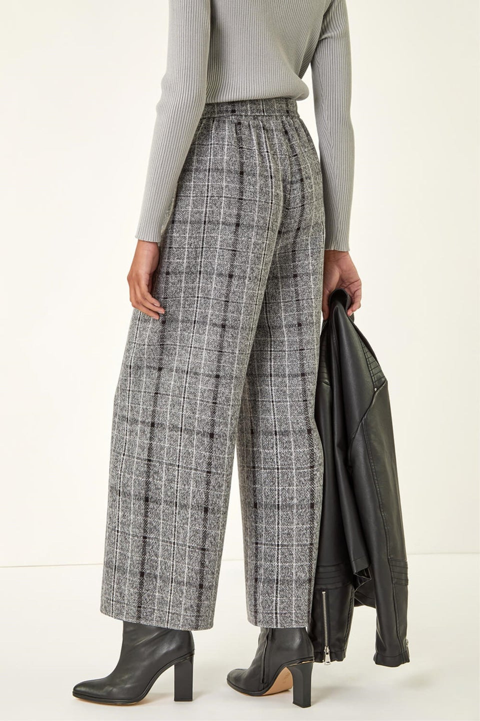Roman Grey Belted Check Culotte Trousers