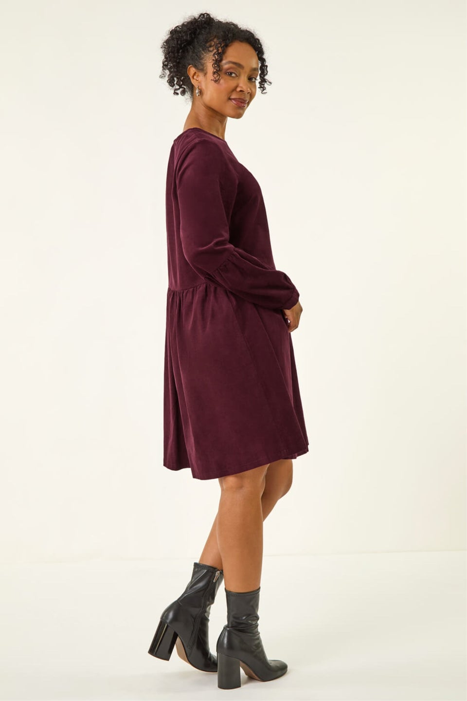Roman Wine Petite Cotton Mini Dress
