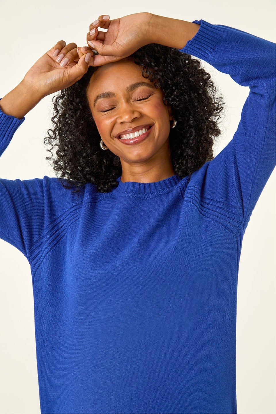 Roman Blue Petite Longline Knit Jumper