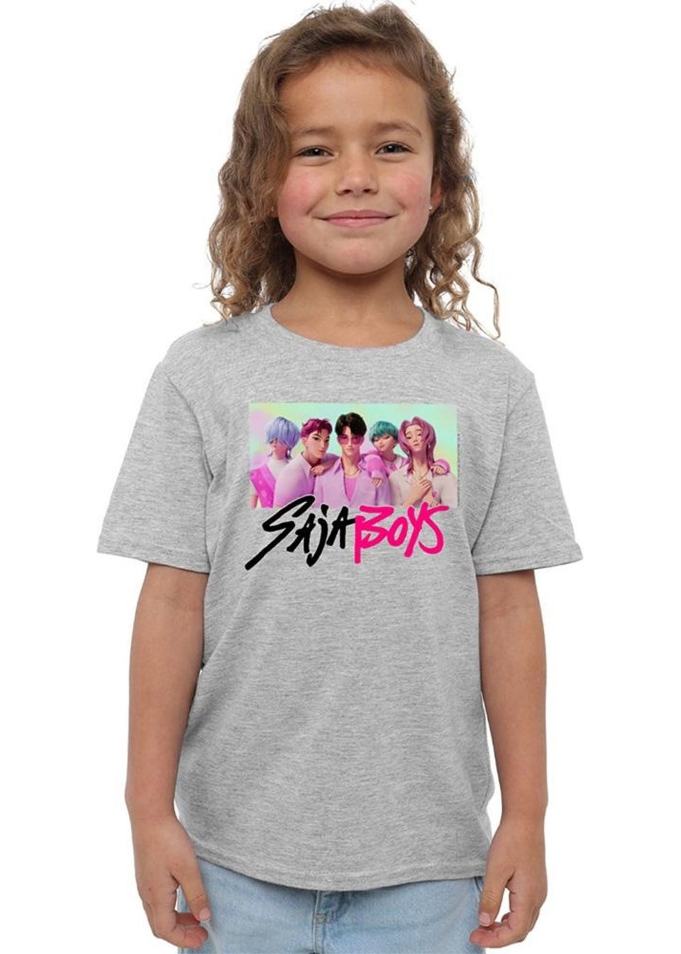 K-Pop Demon Hunters Kids Grey Saja Boys Photo Frame T-Shirt (3-13yrs)