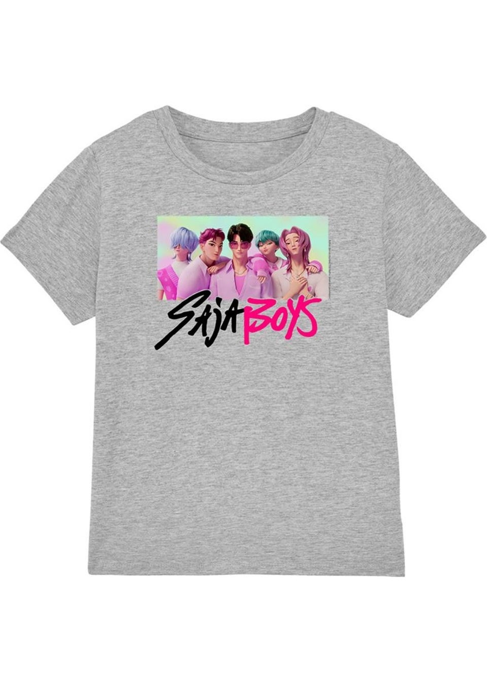 K-Pop Demon Hunters Kids Grey Saja Boys Photo Frame T-Shirt (3-13yrs)