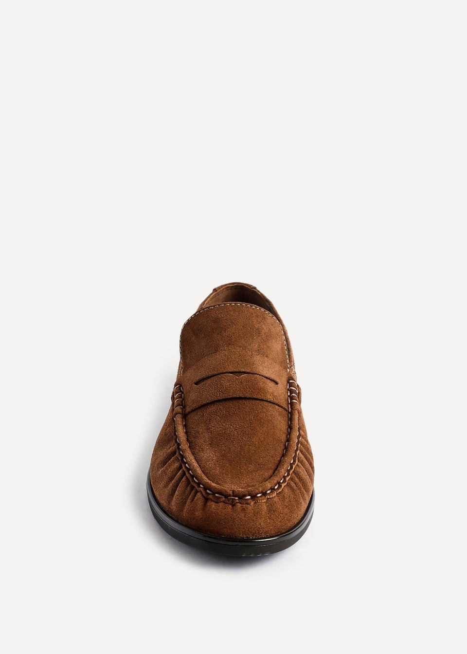Linzi Belmont Tan Suede Leather Ruched Loafer