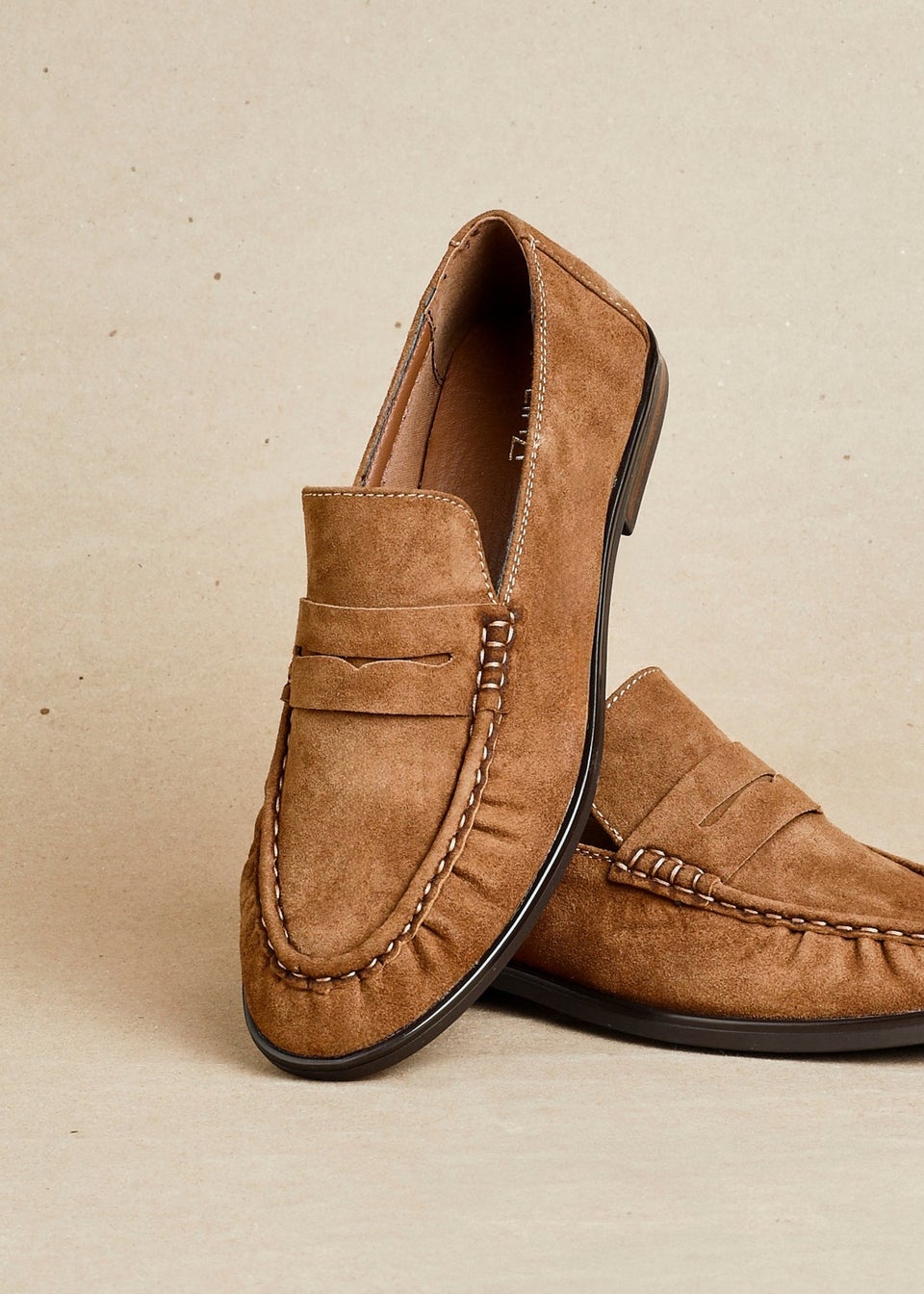 Linzi Belmont Tan Suede Leather Ruched Loafer