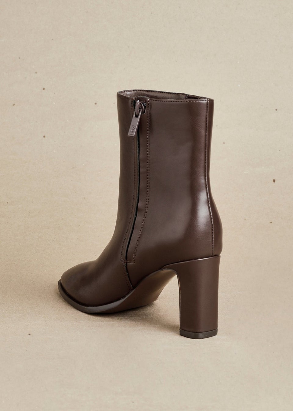 Linzi Jonas Brown Faux Leather Block Heel Ankle Boot