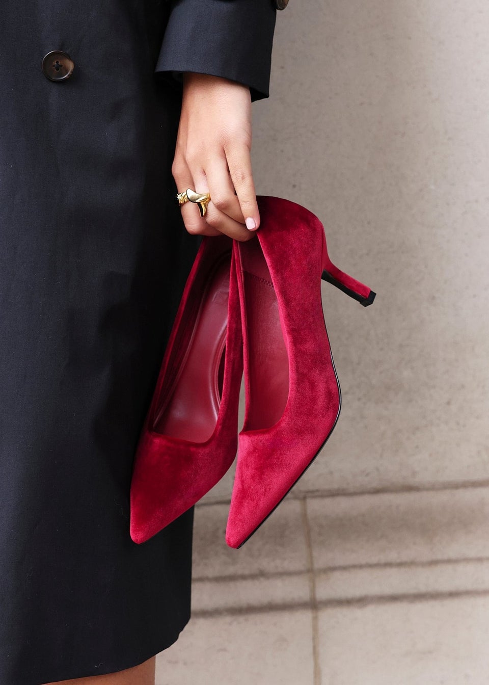 Linzi Kat Burgundy Velvet Classic Court Heels
