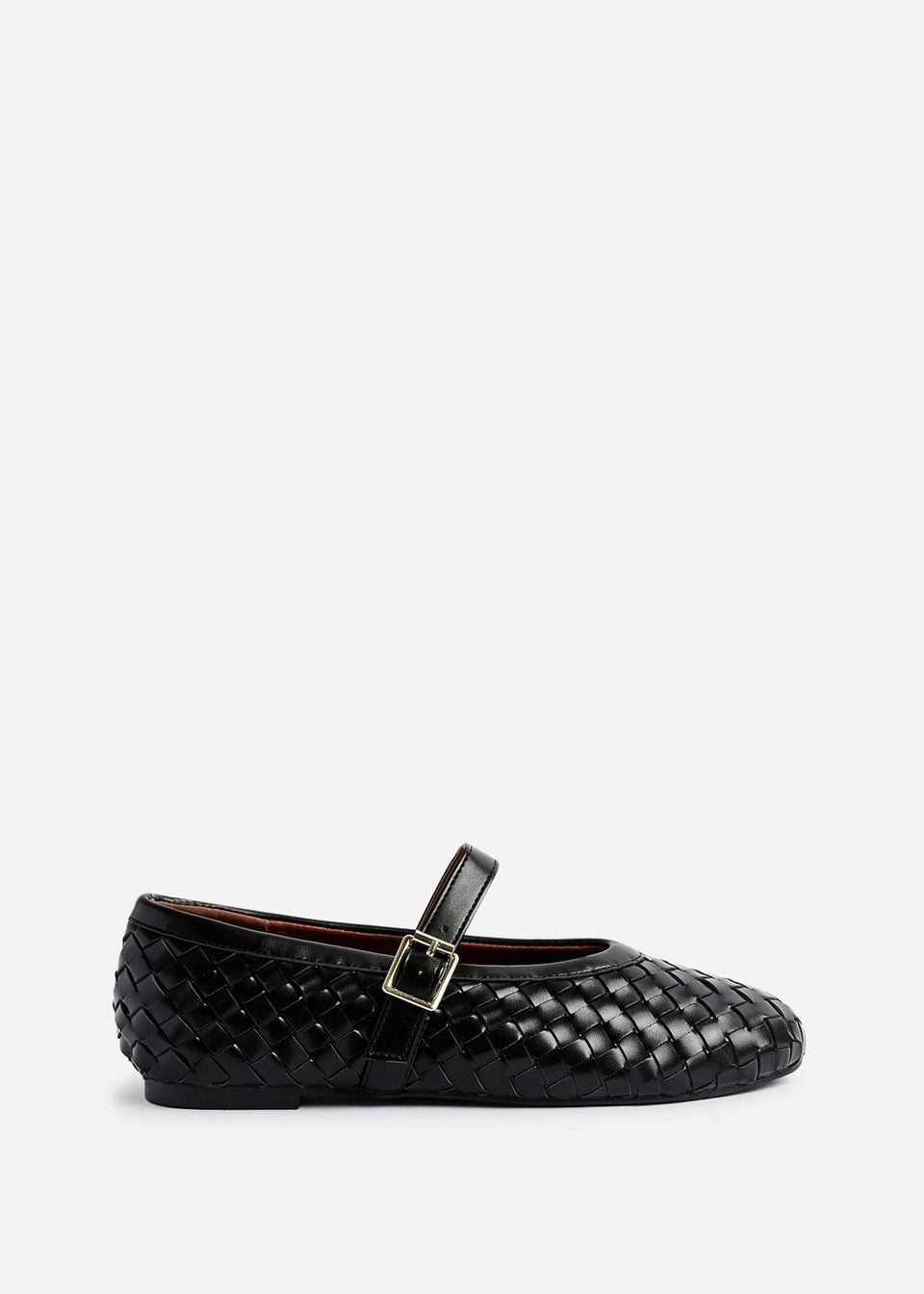 Linzi Daily Black Faux Leather Woven Mary Jane Pump