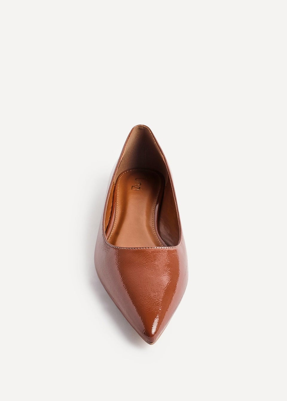 Linzi Orian Caramel Faux Leather Pointed Toe Ballet Flats