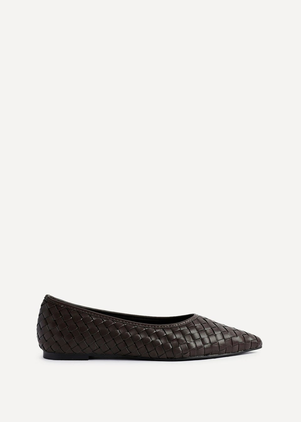 Linzi Talina Brown Faux Leather Woven Pointed Toe Ballet Flats