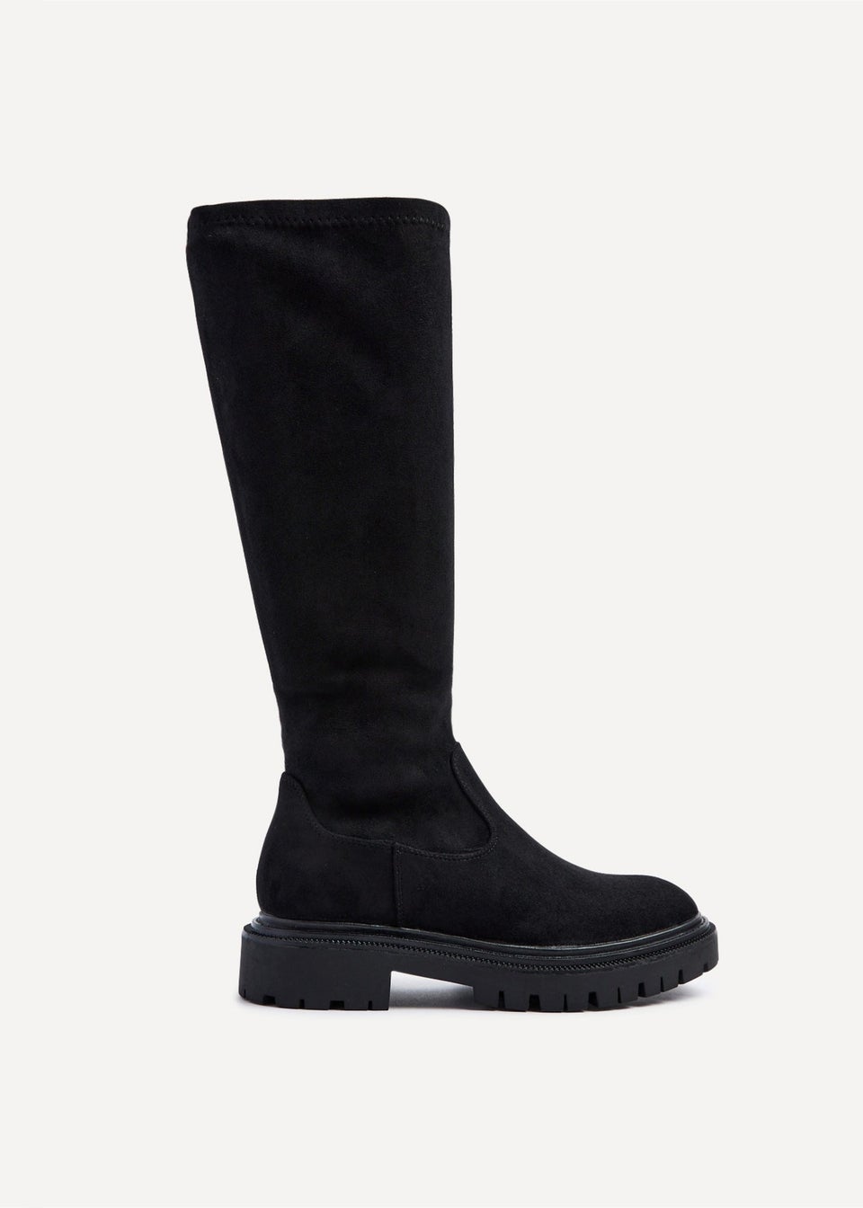 Linzi Hallie Black Faux Suede High Leg Stretch Boot