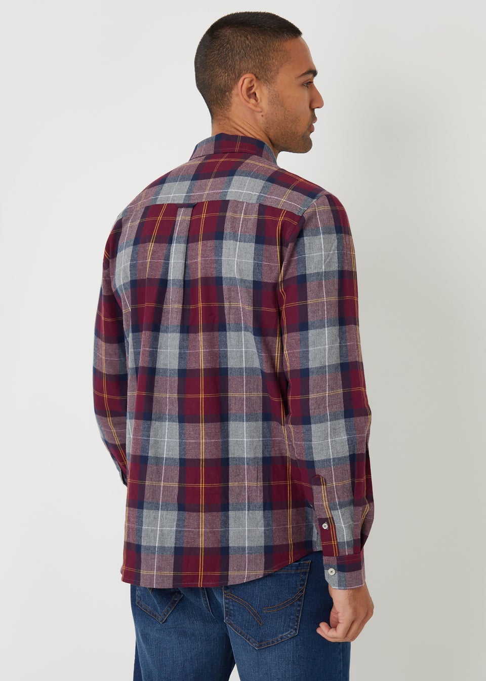 Threadbare Burgundy Brushed Flannel Check Long Sleeve Shirt