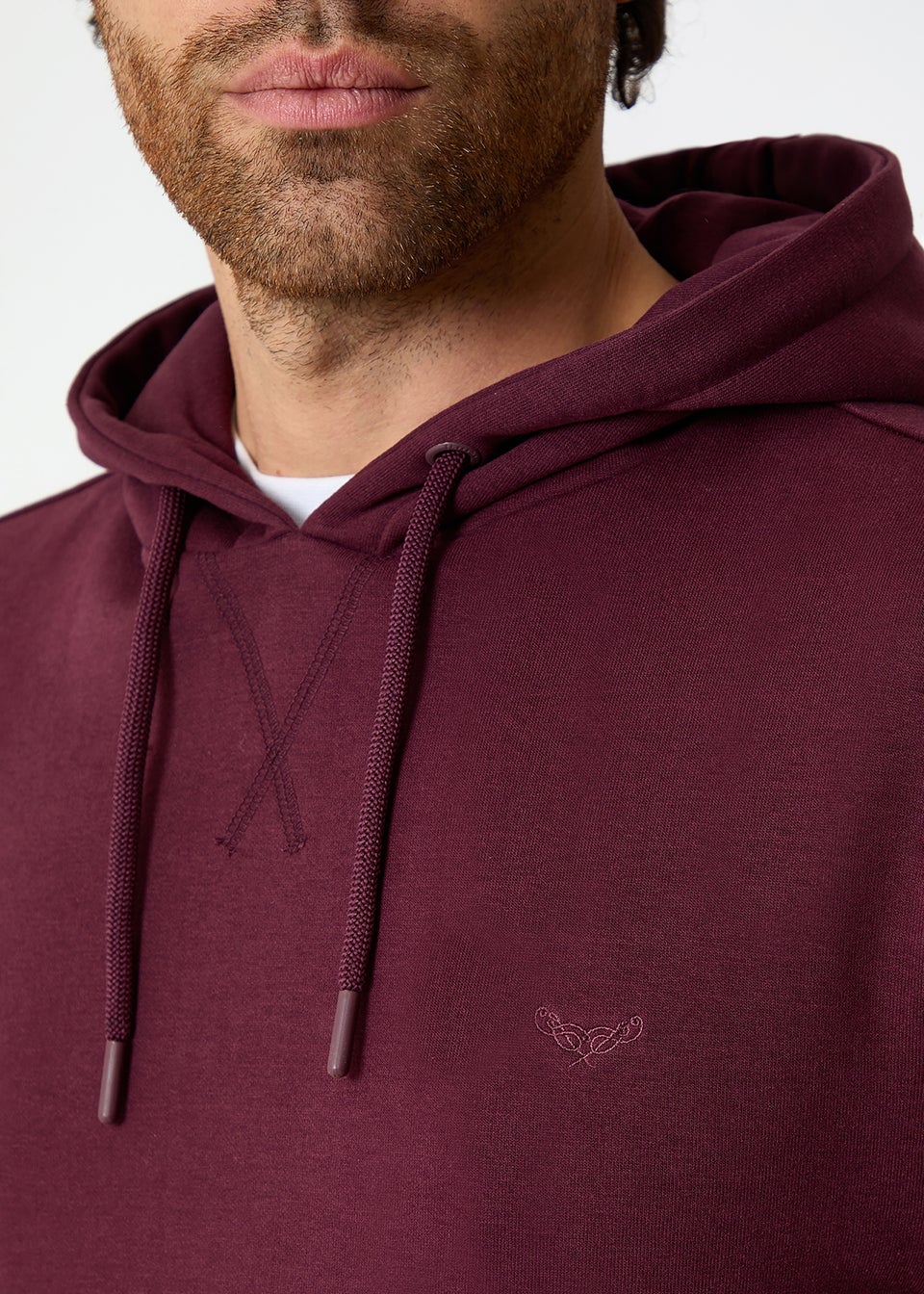 Threadbare Burgundy Cotton Blend Pullover Hoody