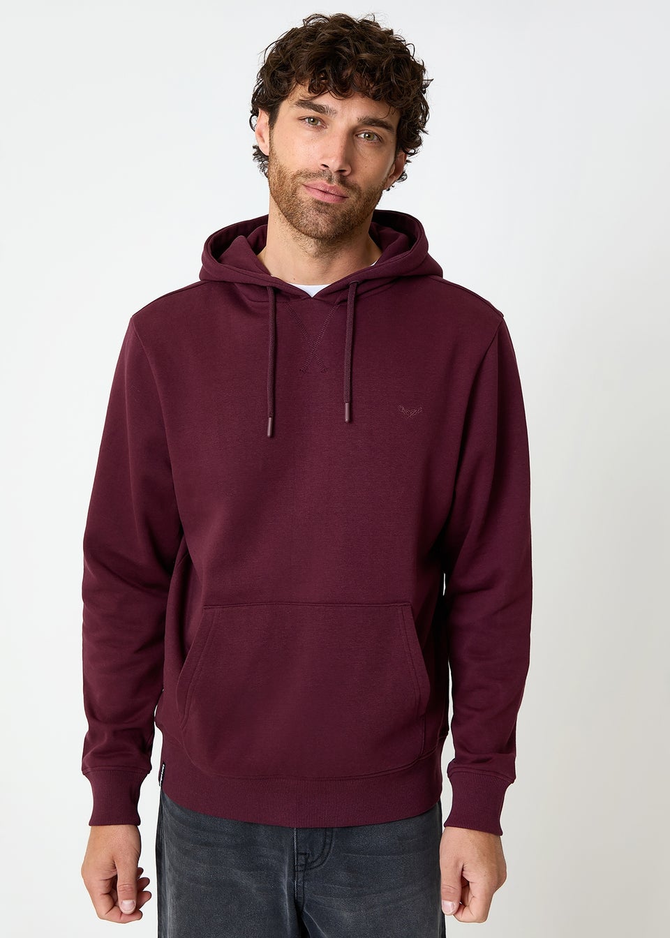 Threadbare Burgundy Cotton Blend Pullover Hoody