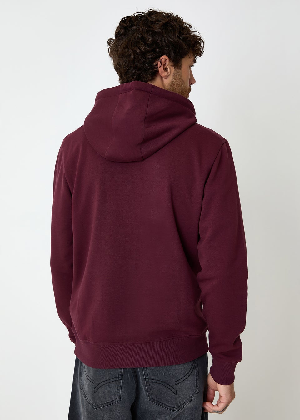Threadbare Burgundy Cotton Blend Pullover Hoody