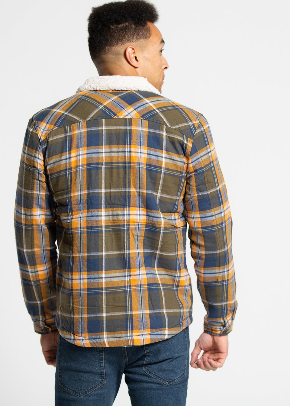 Tokyo Laundry Khaki Checked Padded Shirt With Sherpa Lining