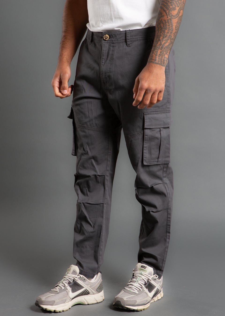 Tokyo Laundry Dark Grey Cotton Twill Cargo Trouser