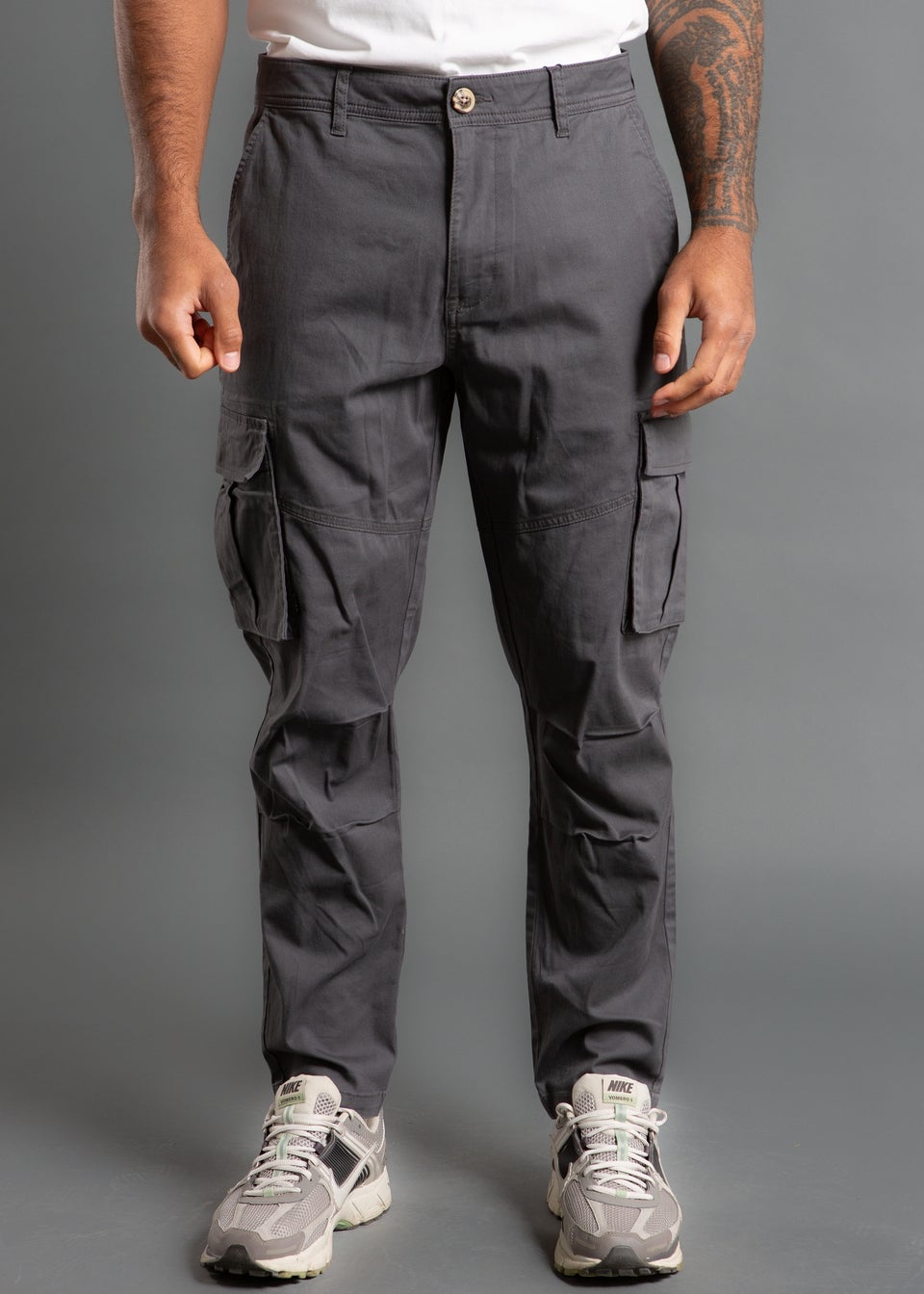 Tokyo Laundry Dark Grey Cotton Twill Cargo Trouser